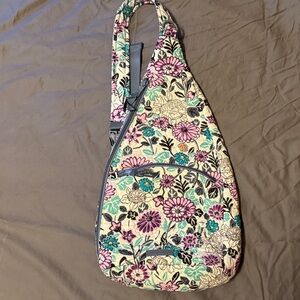 Vera Bradley Quilted Crossbody Sling Bag in Purple & Teal
